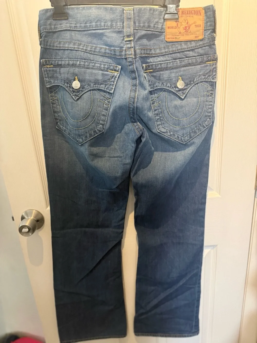 True Religion Jeans Mens 32x33 Blue Billy Boot Leg Contrast Stitch